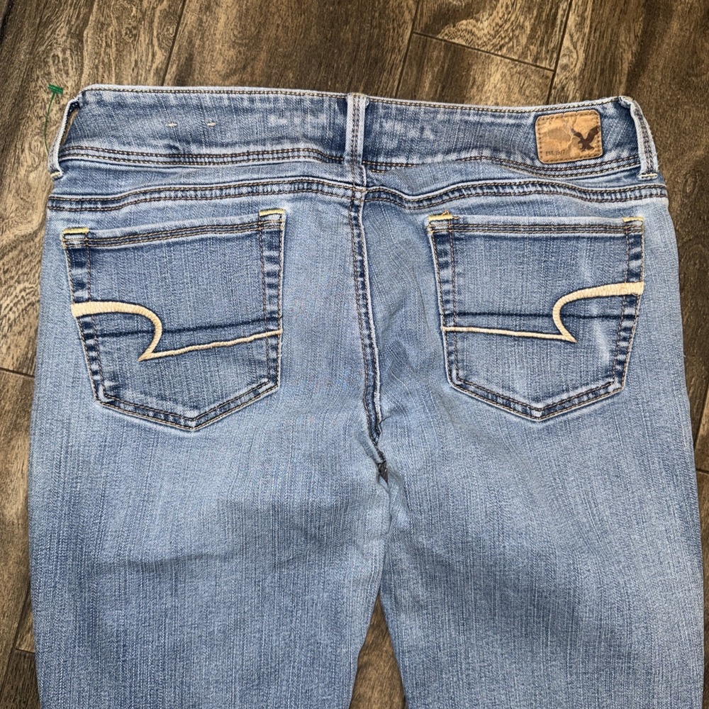 American Eagle Kick Boot Super Stretch Light Wash Denim Jeans Women's Size 8-Reg - Picture 6 of 9